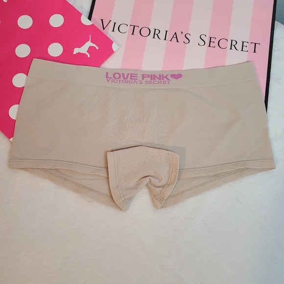 VTG VS PINK YOGA Seamless Low Rise Boyshort Panty Size M Neutral - Picture 1 of 5